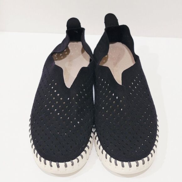 Isle Jacobson Tulip Slip On Shoes Womens Sz 36 US 6 Black White Perforated Flats - Picture 13 of 16